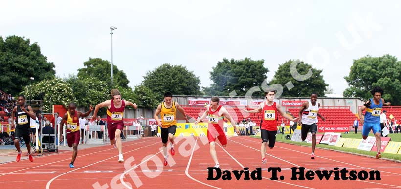 No 69 Ronnie Wells (Somerset) wins the Inter Boys 100 metres.